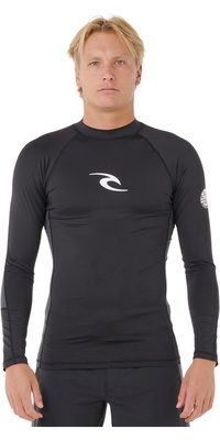 2026 Rip Curl Mens Waves Perf Long Sleeve Rash Vest 16FMRV - Black