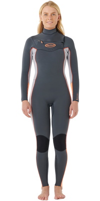 2025 Rip Curl Womens Dawn Patrol Pro 4/3mm Chest Zip Wetsuit 16VWFS - Charcoal