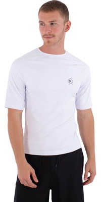 2026 Hurley Mens Slim Fit Icon Circle Short Sleeve Rash Vest MLEU00003 - White