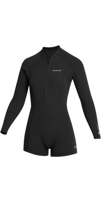 2026 Mystic Womens Lunar 2/2mm Front Zip Long Sleeve Shorty Wetsuit 35000.260070 - Black