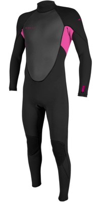 2026 ONeill Junior Reactor-2 3/2mm Back Zip Wetsuit 5044B - Black / Berry