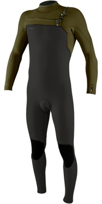 2026 ONeill Mens Hyperfreak 3/2mm+ Chest Zip Wetsuit 5343 - Raven / Army
