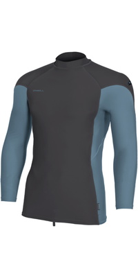 2026 ONeill Mens Hyperfreak Skins Long Sleeve Rash Vest 5691 - Tempered Steel / Blue Fusion