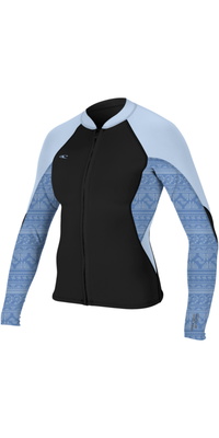 2026 ONeill Womens Bahia 1/0.5mm Full-Zip Jacket 4933 - Black / Surfabstract / Chambrayblu
