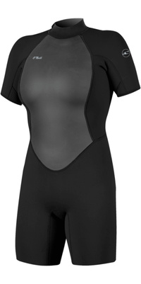 2026 ONeill Womens Reactor-2 2mm Back Zip Shorty Wetsuit 5043B - Black / Black