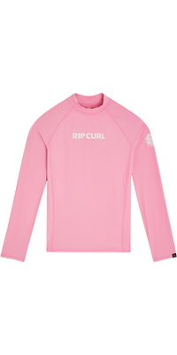 2026 Rip Curl Junior Classic Surf Long Sleeve Rash Vest 14DGRV - Begonia Pink