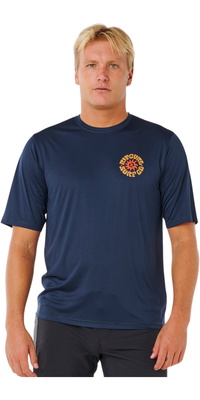 2026 Rip Curl Mens Pacific Rinse Surflite UPF Short Sleeve Rash Vest 16ZMRV - Dark Navy