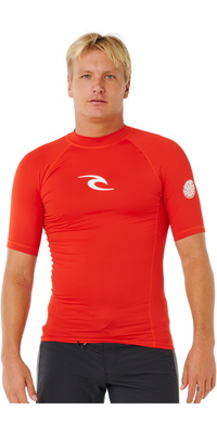 2026 Rip Curl Mens Waves UPF Performance Short Sleeve Rash Vest 16MMRV - Lava Red