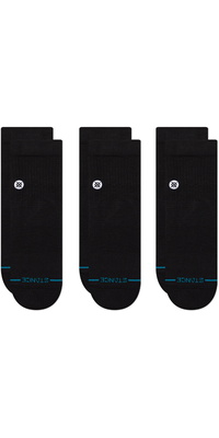 2026 Stance Unisex Icon Quarter 3 Pack Socks A356A21IQP - Black