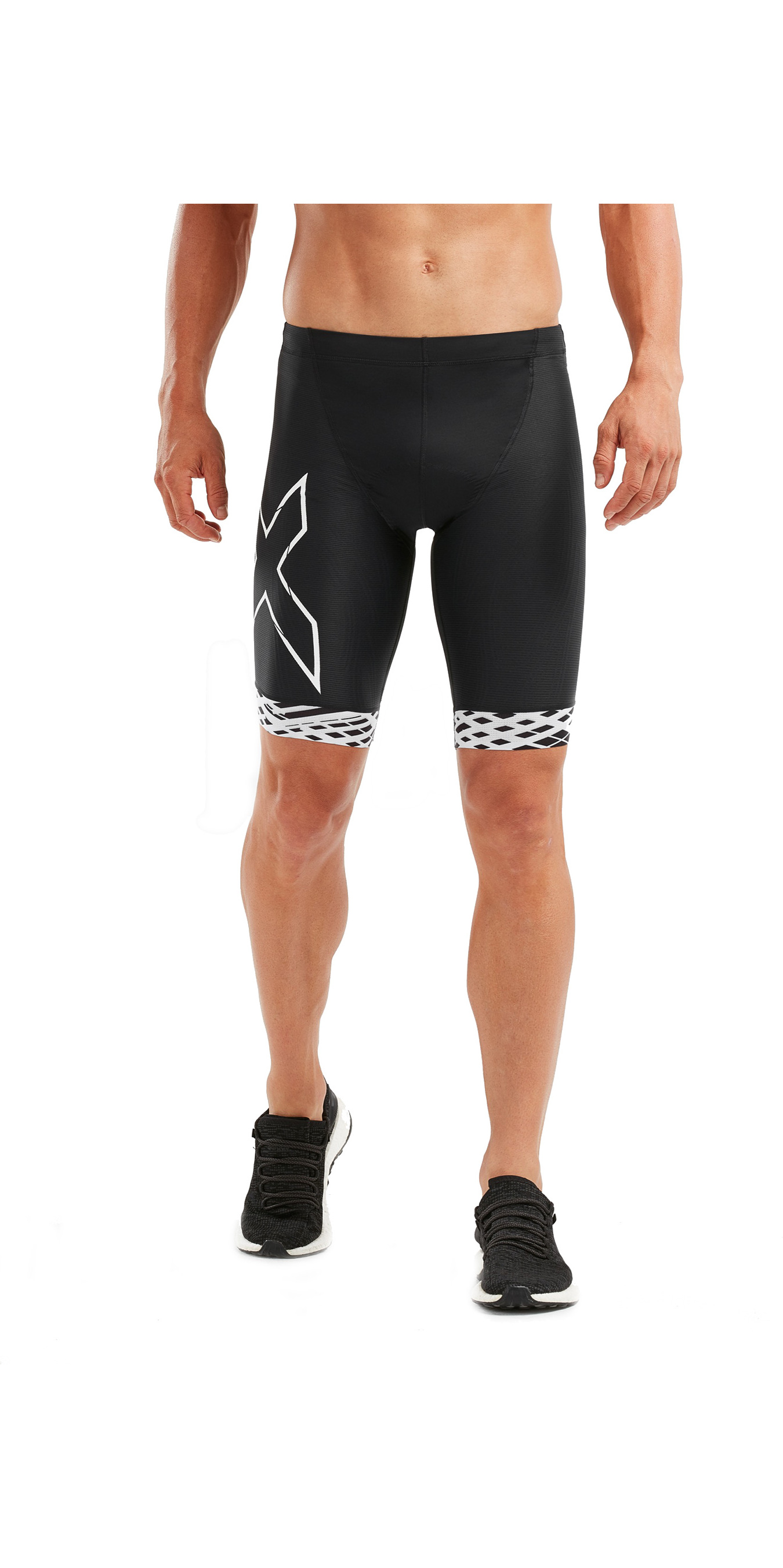 2019 2XU Mens Compression Tri Shorts Black White Lines MT5520b Triathlon Wetsuit Outlet