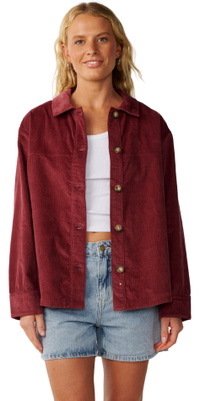 2026 Rip Curl Womens Keepsakes Washed Cord Shirt 074WSH - Dark Plum