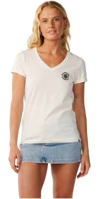 2026 Rip Curl Womens Party Wave V Neck T-Shirt 0Q5WTE - Off White