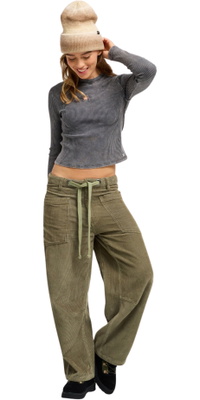 2026 Roxy Womens Sky Is High Cord Pants ERJNP03742 - Oil Green