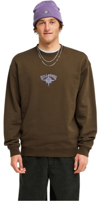 2026 Billabong Mens Burleigh Crew Sweatshirt EBYFT00182 - Dark Cedar