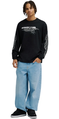 2026 DC Shoes Mens Side Flame Long Sleeve T-Shirt EDYZT04461 - Black
