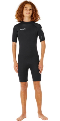 2026 Rip Curl Groms Trad 2mm Back Zip Shorty Wetsuit 003TSP - Black