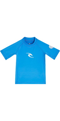 2026 Rip Curl Junior Waves UPF Short Sleeve Rash Vest 136BRV - Blue Gum
