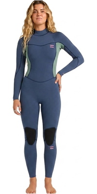 2026 Billabong Womens Synergy 3/2mm Flatlock Back Zip Wetsuit 24BW211601 - Stormy Blue