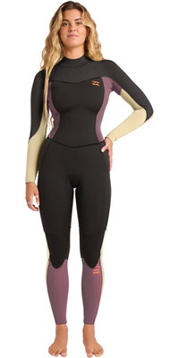 2026 Billabong Womens Synergy 4/3mm Back Zip Wetsuit 24BW211603 - Grey Violet