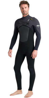 2026 C-Skins Mens Nuwave Rewired 5/4mm Chest Zip Wetsuit CRW54MC - Black / Meteor / Lime