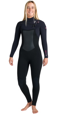 2026 C-Skins Womens Nuwave Rewired 5/4mm Chest Zip Wetsuit CRW54WC - Black / Black / Rose
