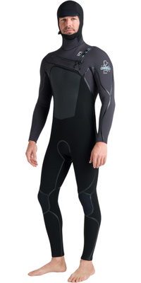 2026 C-Skins Mens Nuwave Wired 5/4mm Hooded Chest Zip Wetsuit CWI54MH - Black / Meteor / Blue