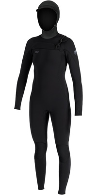 2026 O'Neill Womens Epic 6/4mm Chest Zip Hooded Wetsuit 5653 - Black