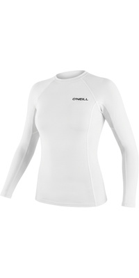 2026 O'Neill Womens Basic Skins Long Sleeve Rash Vest 5718 - White