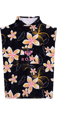 2026 Roxy Womens Stay Magical Printed Poncho Towel ERJAA04433 - Anthracite Hibiscus Real S