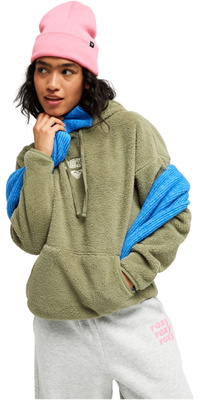 2026 Roxy Womens Cool Calling Sherpa Hoodie ERJPF03168 - Oil Green
