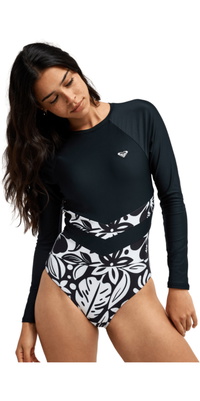 2026 Roxy Womens The Rider Zipped Long Sleeve One Piece Swimsuit ERJWR03900 - Anthracite Cool Surf S