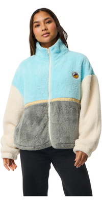 2026 Rip Curl Womens Surf Revival Heritage Polar Zip Thru Fleece 0D6WFL - Light Blue