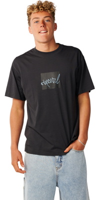 2026 Rip Curl Mens Rip Script Icon T-Shirt 0X8MTE - Washed Black