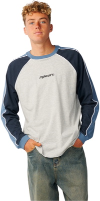 2026 Rip Curl Mens Archive Sandman Panel Long Sleeve T-Shirt 13CMTE - Grey Marle