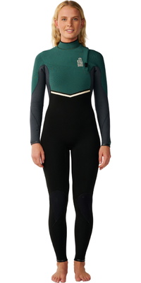 2026 Rip Curl Womens E-Bomb 4/3mm Zip Free Wetsuit 16LWFS - Dark Green