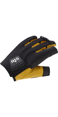 2026 Gill Pro Short Finger Sailing Gloves 7443 - Black