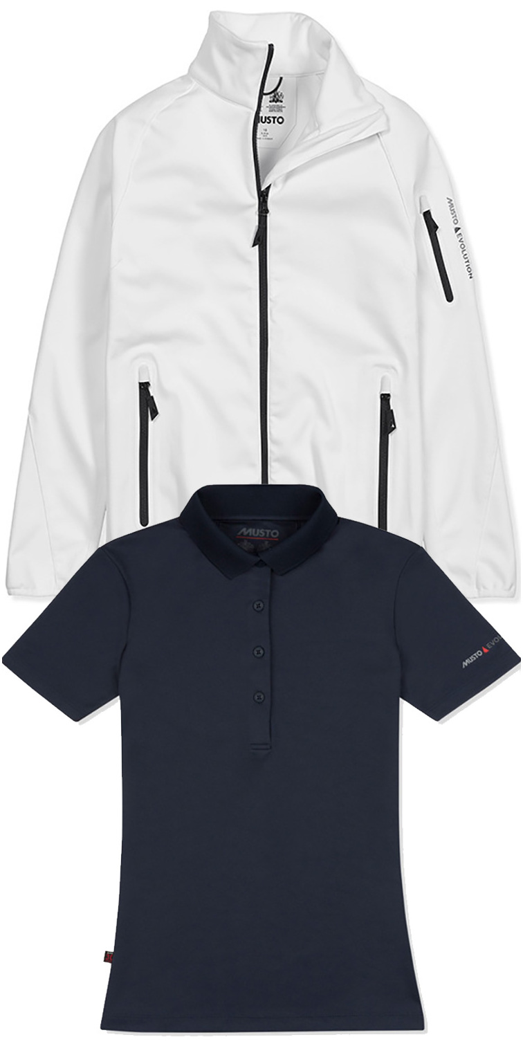 Musto Womens Crew Softshell Jacket White SunShield Wicking UPF30