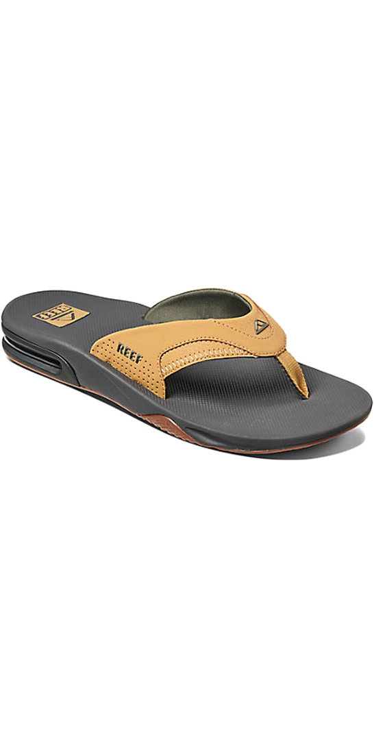 Reef Fanning Bottle Opener Flip Flops CHARCOAL / TAN R02026 - Accessories |  Wetsuit Outlet
