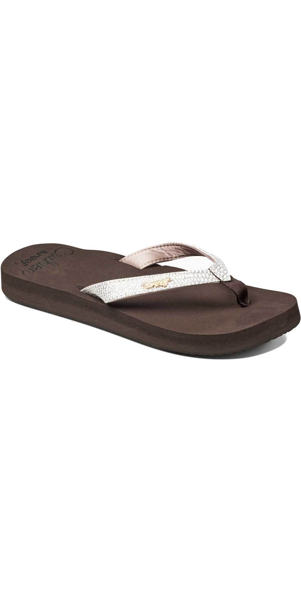 Reef Womens Star Cushion Sassy Flip Flops Brown White RF001384 Wetsuitoutlet Wetsuit Outlet