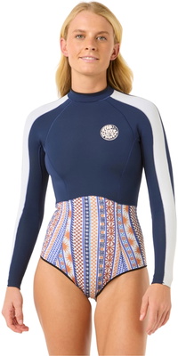2025 Rip Curl Womens G-Bomb 1.5mm Long Sleeve Back Zip Springsuit Wetsuit 13NWSP - Navy
