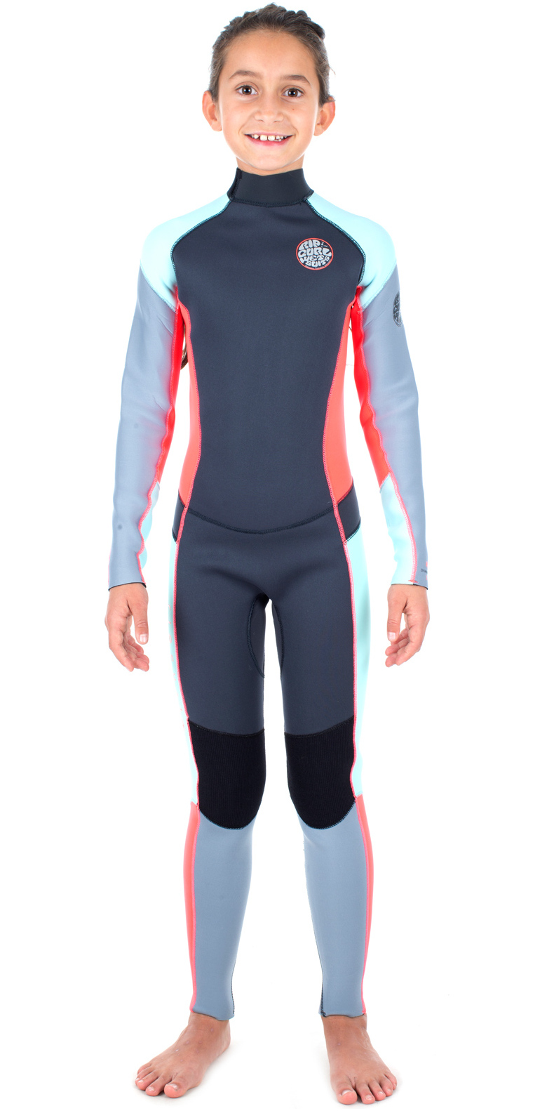 Rip Curl Junior Dawn Patrol 43mm Back Zip Wetsuit Grey Pink Wsm6bj