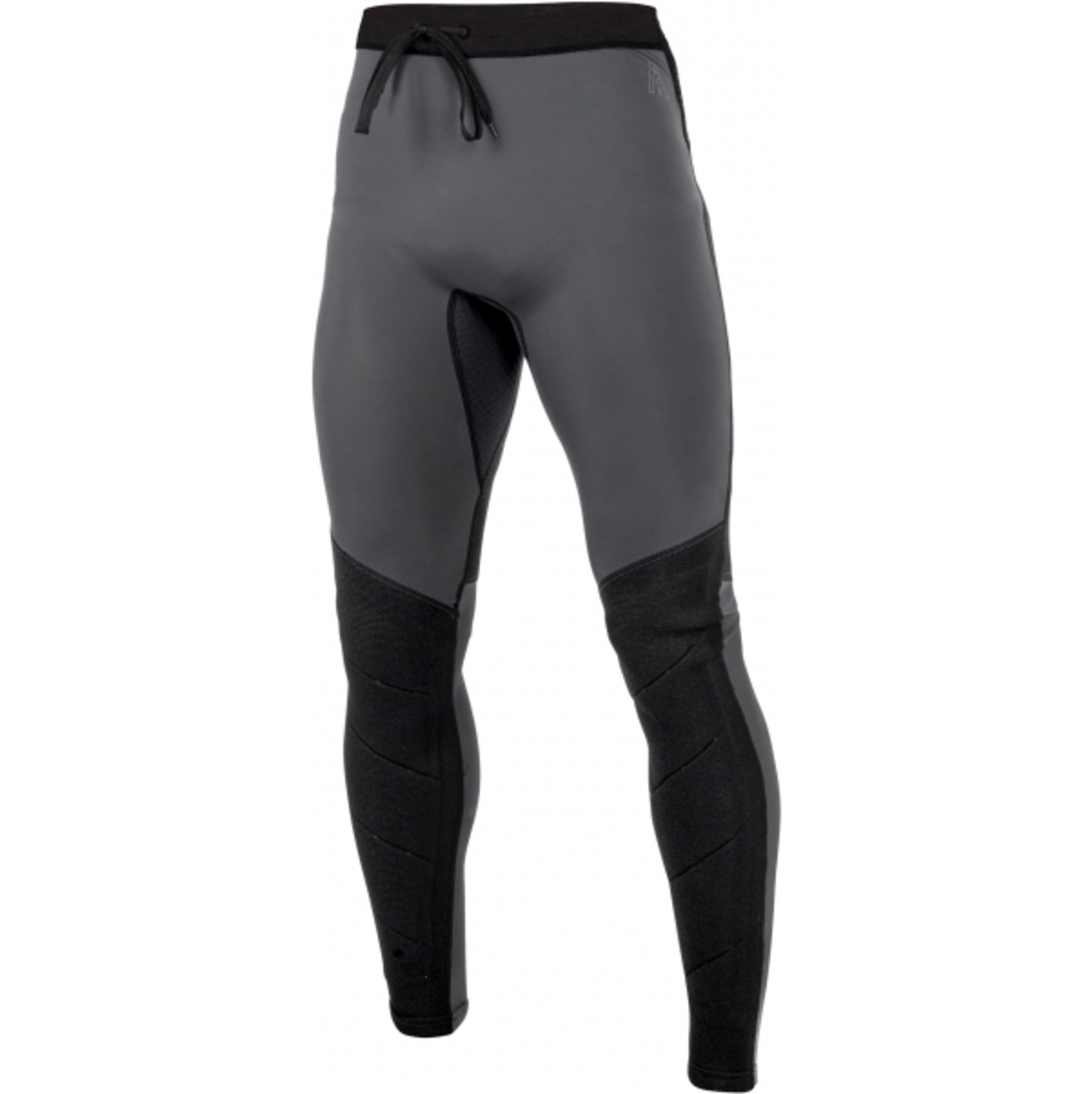 Womens dark grey neoprene rash trousers with black knee panels and a drawcord waist