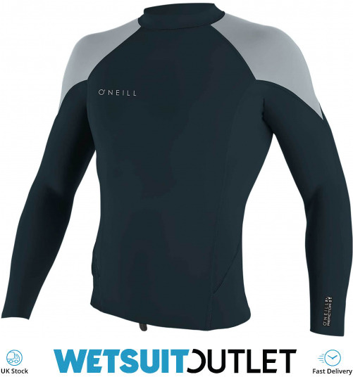 2024 O'Neill Mens Reactor II 1 5mm Neoprene Long Sleeve Top Slate / Cool  Grey