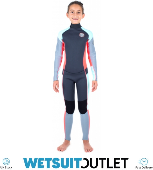 Rip Curl Junior Dawn Patrol 43mm Back Zip Wetsuit Grey Pink Wsm6bj Wetsuits