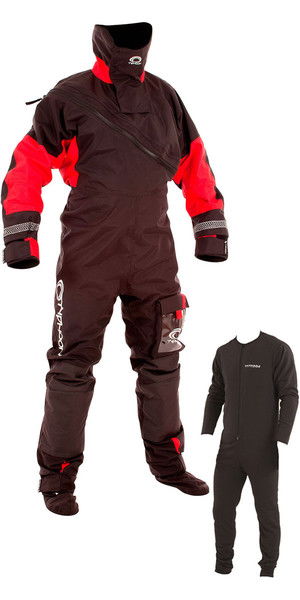 2019 Typhoon Max B Front Zip Drysuit Black / Red Including Underfleece 100153