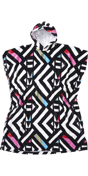 2018 Billabong Salty Hooded Towel / Changing Poncho BLACK / WHITE F4BR01