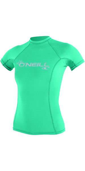 2019 O'Neill Womens Basic Skins Short Sleeve Crew Rash Vest SEAGLASS 3548
