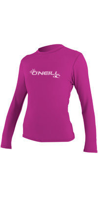 O'Neill Womens Basic Skins Long Sleeve Rash Tee FOX PINK 4340