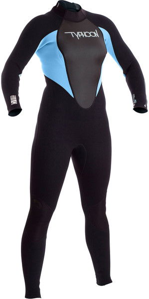 2019 Typhoon Junior Girls Storm 3/2mm Wetsuit Black / Glacier Blue 250941