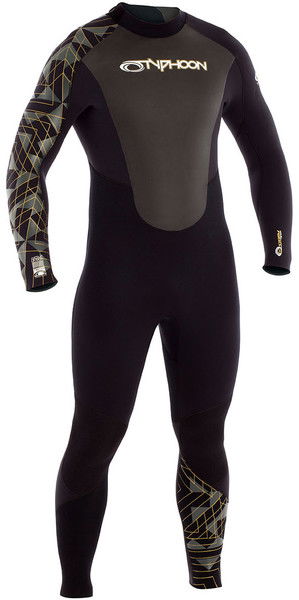 2019 Typhoon Storm 5/4/3mm GBS Wetsuit Black / Gold Print 250663